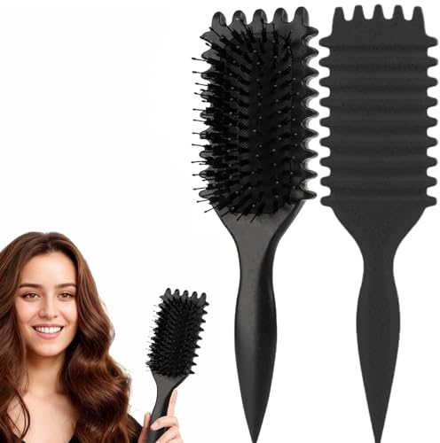 Maxmana Secret Curl Defining Brush,Curly Styling Hair Brush for Detangling,Combing,Shaping and Defining Curls For Women and Men Less Pulling,Reduce Pulling and Separation (Black)