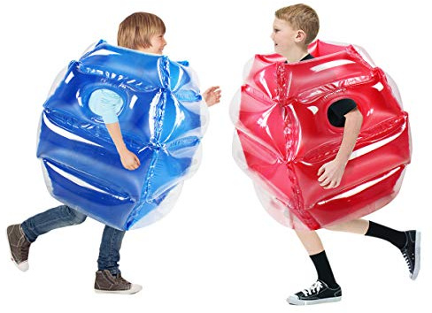 2 Stück Lawn Bumper Balls, Kinder Hinterhof Spiele Erwachsene Patio Bälle, Spielplatz Bälle Rasen Ballons, große aufblasbare Sommer Outdoor-Spielzeug (Kinder Rot + Blau, 60CM)