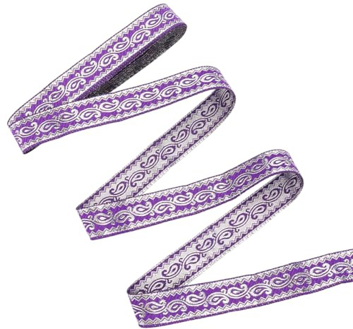 MAYJOYDIY Jacquardband Mit Boho Blumen 7 m X 20mm Spitzenbesatz Im Violetten Ethno Stil Vintage Nähband Mit Stickerei Zum Selbermachen Basteln Geschenkverpackung Kostüm Accessoire