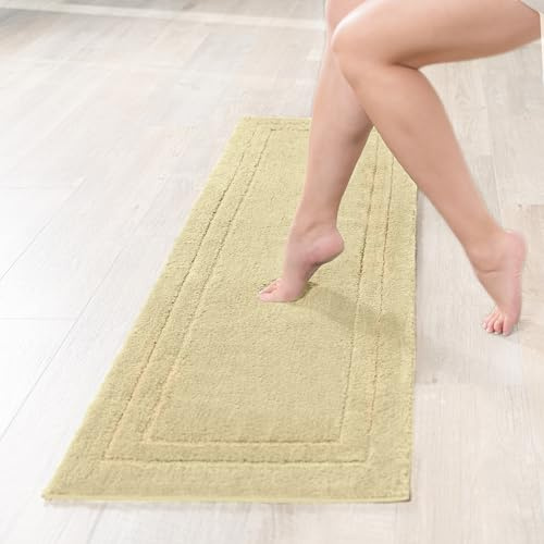 Decomira Badematte rutschfest | Als Badteppich Set kombinierbar | WC-Teppich Badezimmer-Teppich Bad-Vorleger waschbar | Duschvorleger waschbar Bad-Garnitur | Beige - 50x150 cm