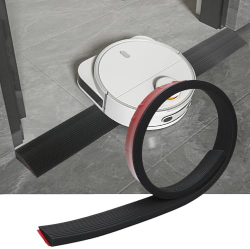 Rampa de umbral de puerta, para robot aspirador, de goma, perfiles de transición autoadhesivos, rampa de umbral (negro, 5 cm x 1 cm x 2 m)