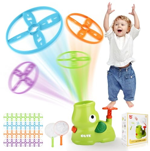 Jouet Lanceur de Disque Volants,Soucoupe Volante Launcher Jouets,Soucoupe Volante Pop-up,Lanceur de Disques Volants,Flying Saucer Toys,Jeux de Jardin Intérieur pour Les Enfants Garçons et Filles