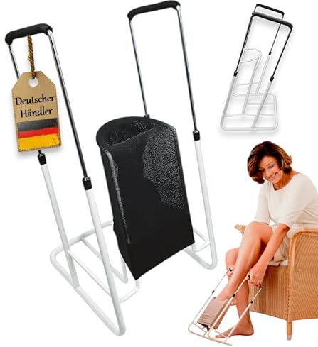 Höhenverstellbare Anziehhilfe, 14 cm Fußbreite, für Knie und Hüfthohe Kompressionsstrümpfe, Strumpfanzieher, Anziehhilfe für Stützstrümpfe, Thrombosestrümpfe, Strumpfhochzieher, Sockenanzieher