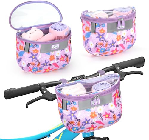Kids Bicycle Basket, Front Frame Handlebar Bag for Toddler Scooter Tricycle Bike, Fabric Bicycle Basket for Boys & Girls