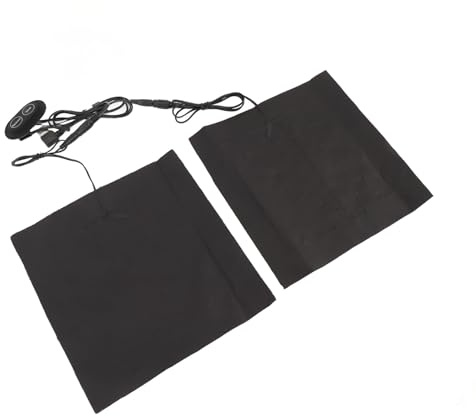Kikumi Tappetini Riscaldanti USB, 3 Livelli di Calore, Temperatura Regolabile 45 ℃ a 65 ℃, Design Versatile 1 a 2 per Sedile e Schienale, con Interruttori Separati, per Gilet, Giacca,