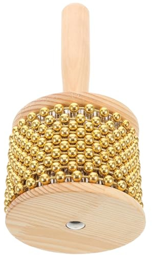 Parliky Cabasa Percussion en Bois 85 CM Instrument de Musique Africain Portable avec Perles Métalliques Petite Cabasa Rythmique pour Débutants et Adultes Instrument de Percussion pour