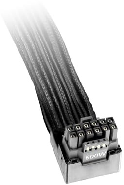 be quiet! Cable PCIe 90° invertido 12V-2x6 / 12VHPWR – cable GPU de 600 W para fuentes de alimentación ATX 3.0 y 3.1, conector en ángulo, funda negra