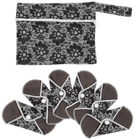 POPETPOP Toallas Sanitarias Reutilizables Período Fibra de Carbón, Diseño Exquisito, 6 Piezas, Económicas y Ecológicas para Uso Diario y Flujo Medio Color Aleatorio