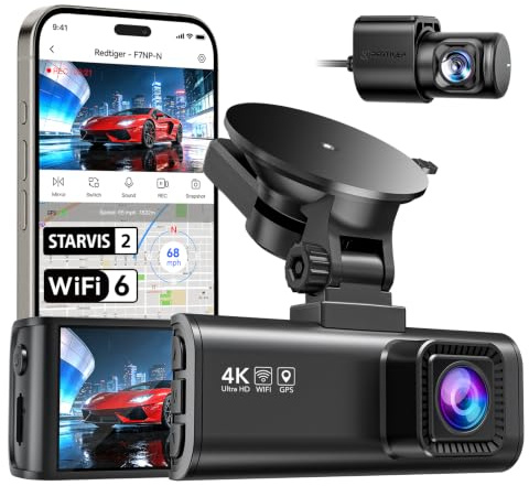 REDTIGER Dashcam 4K Cámara Delantera y Trasera, C, STARVIS 2, GPS