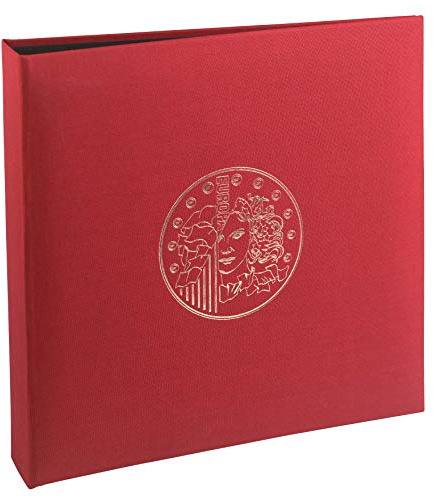 Exacompta - Réf. 96105E - 1 classeur pour collection de pièces de monnaie + 5 feuilles 43 cases (total 215 compartiments) recharge réf.96006E - Format : 24,5x25cm - Couverture toile - Coloris bordeaux