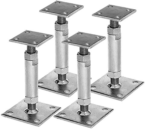 4x GAH Pfostenträger mit 2 Platten verzinkt aufdübelbar höhenverstellbar