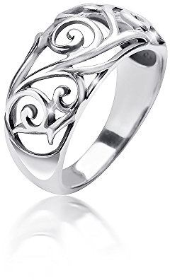 MATERIA Damen Ring floral 925 Sterling Silber antik breit massiv 4,7g #SR-107