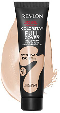 Revlon ColorStay Full Cover Longwear Matte Foundation, Heat & Sweat Resistant Lightweight Face Makeup, Buff (150), 1.0 oz