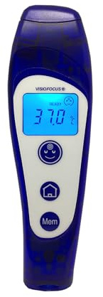 TECNIMED - Visiofocus PRO 06480 - Modello Professionale - Termometro medicale ad infrarosso senza contatto con proiezione della temperatura sulla fronte - Include astuccio protettivo - Made in Italy