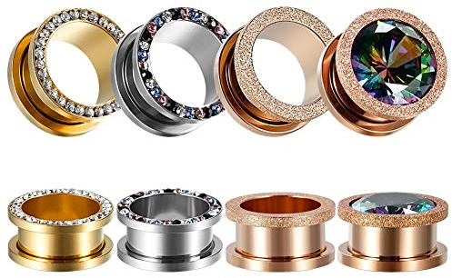 TBOSEN 8 stk Fashion Ohr Tunnels Ohr Plugs Gauges Edelstahl Expander Stretcher Piercings
