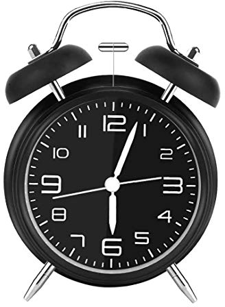 iwobi Doppelglockenwecker mit Nachtlicht, Lauter Alarm, Wecker Analog mit 4 Zoll großes Zifferblatt, kein Ticken, geräuschlos, Wecker Batteriebetrieben (Schwarz)