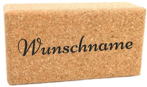 Yogablock Kork personalisert Motiv: Name N°1-22.5 x 12 x 7.5cm - Dein eigener Yoga Block mit Lasergravur