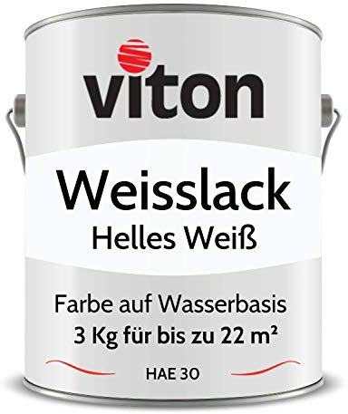Viton Weisslack - 3 Kg - RAL 9016 Verkehrsweiss (Helles Weiss) - 3in1 Premium Lack - Seidenmatt - Hohe Beständigkeit & Deckkraft - Alle Oberflächen - HAE 30