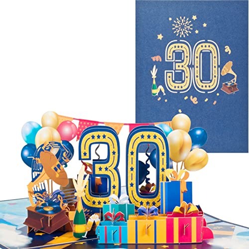 Pop-Up Karte zum 30. Geburtstag,3D Grußkarte zum 30. Jahrestag,Grußkarte zum Jahrestag,Grußkarte für Geburtstage,Ehen,Freundschaften,Arbeitsplatz