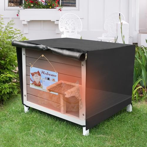 HiCaptain 100% Vollisoliert Katzenhaus mit 6-Seiten Schaum,Wetterfeste Katzenhütte draußen für mehrere Katzen, Katzenhaus Outdoor Winterfest-61 x 51 x 54 cm (Grau)