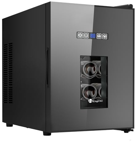 KingChii Thermoelektrischer Weinkühler mit 16 Flaschen, fortschrittliche Kühltechnologie, Edelstahl und gehärtetes Glas für Rotwein, Champagner für Zuhause, Küche oder Büro