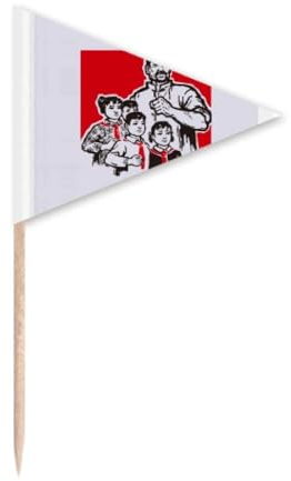 China Red Educación Publicidad Modelo Palillo Triángulo Cupcake Toppers Bandera