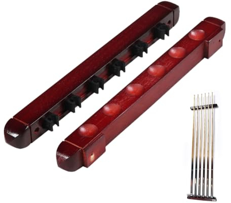 Helweet Billard Wandhalterung, Pool Cue Wall Mounted Rack, Billard Queue Halter, Billard-Queue-Rack, Pool-Queue-Rack, Billardzubehör für Schulen, Heime und Vereine, mit 6 LöChern, 39 cm