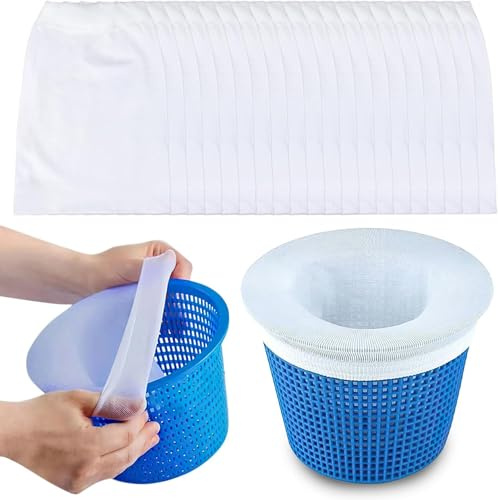 Pool Skimmer Socken,Skimmersocken für Pool,Filtersocken Sieb (20, Weiß) | Poolsocken Socks,Sieb für Zubehör,Skimmernetze Zur Feinfilterung, Wiederverwendbar,Weiß