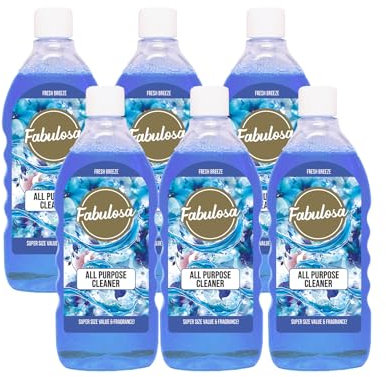 Nettoyant universel puissant Fabulosa, pour les sols, murs et toutes les surfaces dures, parfum longue durée, à utiliser sur de grandes surfaces, 1L, lot de 6 unités, Fresh Breeze