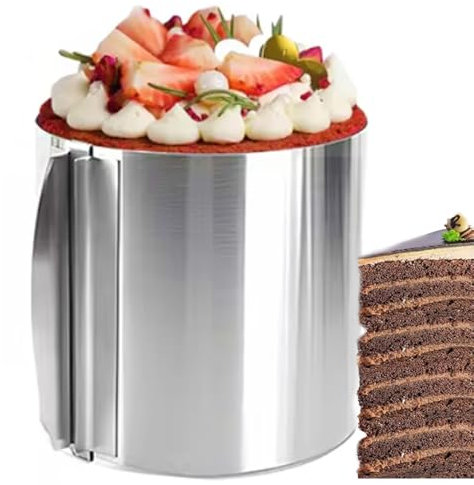 YRsorn Tortenring verstellbar hoch 20 cm - Edelstahl Backring verstellbar 16-30 cm Backform hoch für Kuchen Torten Pizza Backen und Dekorieren Schicht und Motivtorten