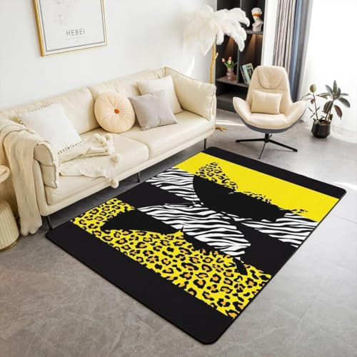 Kind Teppich 160 X 200 cm / 62.99 X 78.74, Schlafzimmer Teppich, 3D Teppiche Wohnzimmer Teppiche Weich rutschfest Teppich Für Wohnzimmer Schlafzimmer Bettvorleger Abstrakter Leopard-Zebra -8B0S0U0
