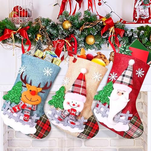 Auirshiky Weihnachtsstrumpf Set Nikolausstrumpf Set Nikolausstiefel Socken Weihnachtsstrumpf Geschenktüte Weihnachtsbaum Socken Nikolaussocken Für Weihnachtsfeier Dekorieren (Farbe)