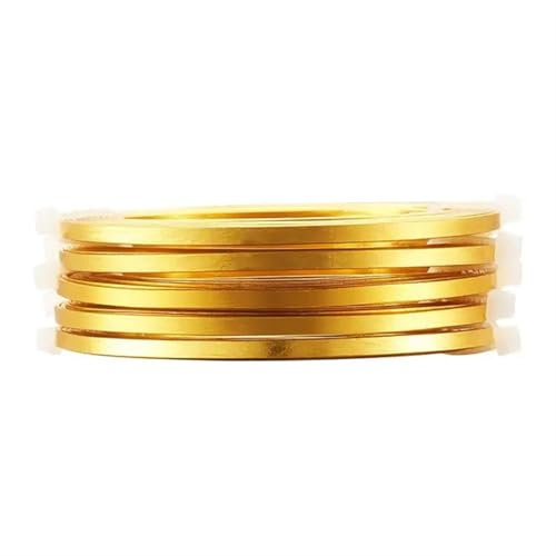 LPHFDCS Schmuckdraht 5 Rollen, 3 mm, 5 mm, Flacher Aluminiumdraht, Schmuckzubehör for die Schmuckherstellung, DIY-Halsketten, Armbänder, Ohrringe, ca. 2 m/Rolle Basteldraht DüNn(Golden Color,3mm)