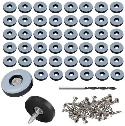 URHRHU 48 Stück Möbelgleiter Parkett Möbelgleiter Teppichgleiter PTFE Ø 22mm Teflongleiter zum Schrauben Möbelgleiter Kunststoff Gleiter für Möbel Effektiver Schutz Stühle Böden