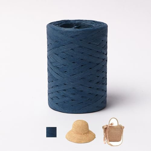 150 M Raffia Papierschnur, Bastbänder Geschenkband Bast, Kunstband Zum Verpacken Von, Dekorieren, Weben Und Gärtnern (Blau-B)