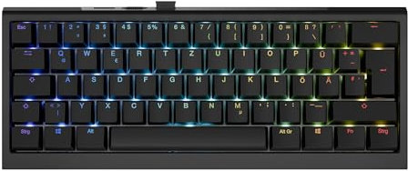 Ducky One X Mini Wireless Gaming Tastatur Schwarz – 60%, Induktive Switches, Tri-Mode-Konnektivität USB-C, 2.4GHz, Bluetooth, Rapid Trigger, Einstellbare Auslösung, RGB, ISO deutsch