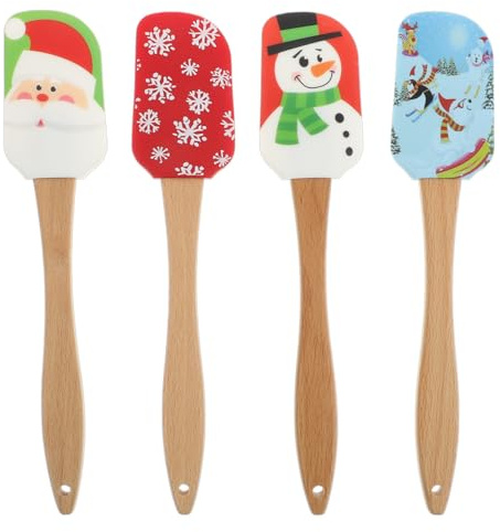 VICASKY Teigschaber Weihnachten Kochlöffel Weihnachts Silikonspatel Mini-Silikonspatel Silikon Klein Spatel Schmal 8 Stück Silicone Teigspachtel Hitzebeständige für Butter Käse Sahne