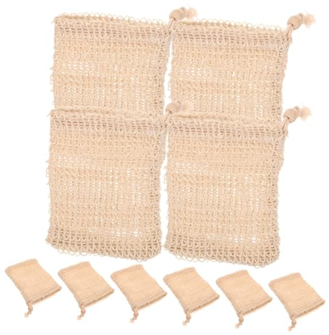 HAPINARY Bolsas De Algodón y Lino Para Jabón 10 Unidades 9x14 Cm Exfoliante Corporal Para Piel Seca y Áspera Baño Ducha Cordón Colgante