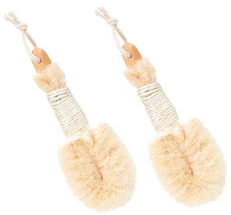 BESTYASH Spazzola Esfoliante Corpo in Fibra Naturale di Sisal 2 Pezzi Manico in Legno e Corda di Juta, Delicata e Gentile sulla Pelle per Doccia e Bagno