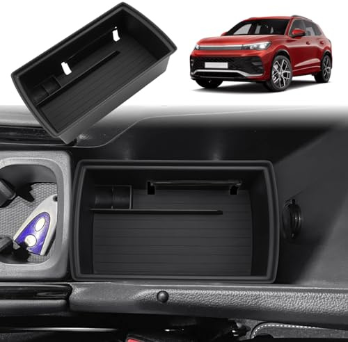 GAFAT Kompatibel mit Neu VW Tiguan 3 2024 2025 2026 Mittelkonsole Aufbewahrungsbox, Ti-guan III ab 2024- Organizer Ablagen Unterseite der Armlehne, Ersetzen Sie den 2 Original Partitionen