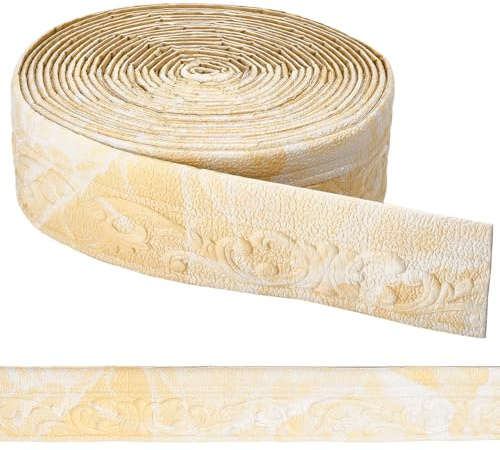 CRASPIRE Moldura Corona 328 m (10 pie) Color Amarillo Y Blanco Flexible Espuma 3D Vintage Autoadhesiva para Papel Tapiz Borde Espejo Adhesivo para Pared Techo Hogar Cocina Oficina Decoración Mesa