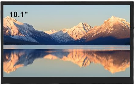 Gugxiom Computer Monitor, 10.1 Inch 1024x600 Display Gaming Monitor, Built in Stereo Speakers with CPU GPU Monitoring Feature for PC Case DIY Applications