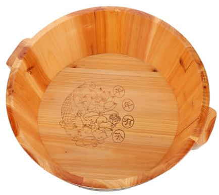 minkissy Seau en Bois pour Tremper les Pieds Design Profond pour Couverture Complète, Bassine Portable pour Sauna et Massage des Pieds à Domicile
