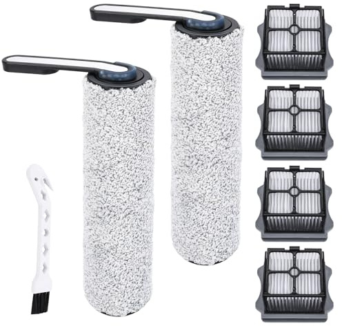 BBWELL Recambios para Tineco Floor One S5/S5 Pro/ S5 Pro 2/S5/ifloor 5 breeze complete,aspiradora completa para líquidos y sólidos Piezas de repuesto(2 cepillos de rodillo+4 filtros HEPA+1 cepillo)