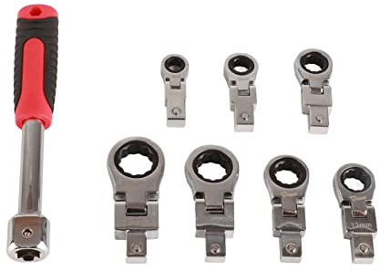 XZXCVN Set Chiavi Inglesi con Cricchetto 8 Pezzi, Chiave Combinata Fissa 8-, Acciaio Cromo Vanadio - Testa Flessibile 180°, Utensili per Manutenzione e Riparazioni Auto e