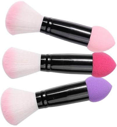 EPIGEIST 3 St Dubbelsidig Makeupborste för Puder och och Hudvänlig Design Portabel Kosmetikborste för Flytande Foundation och för Resor och Snabba Touch-ups