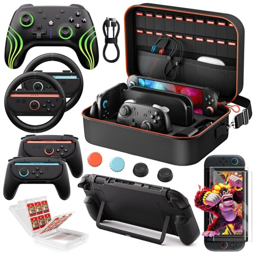 COOWPS Switch 2 Pro Controller Accessories Bundle 17-in-1, Essential Kits
