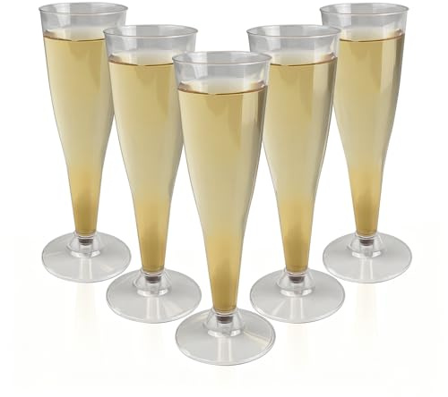 CHALVIOR 46 Premium Sektgläser aus Kunststoff, Stück Kunststoff 135ml Mehrweg Champagnergläser, Kristallklar, mit einer hochwertigen Textur Plastik Sektgläser für Hochzeit & Party, für Cocktail