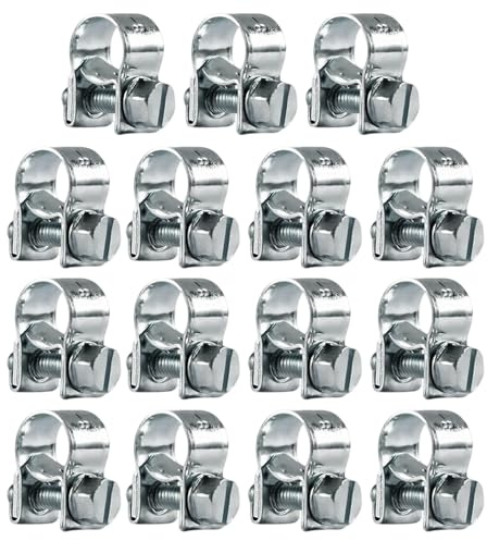15 Pcs Hose Clips 13-15mm Hose Clip Clamps Pipe Repair Clamp Mini Petrol Fuel Line Clamps Perfectfor Securing Small Diameter Hoses,High-Strength Galvanized Steel,15mm Pipe Clips,Clips Assorted