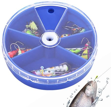 Köder Für Bass - 25-Teilige Leuchtende Realistische Jigköpfe - Set für Eisangeln mit Jigs und Schwimmködern - Für Kajak Fliegenfischen See Fluss Boot Forelle Wels Crappie Männer Angler Und Fischer